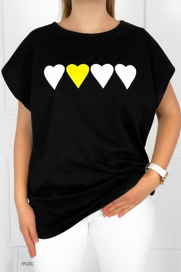 Bluzka damska t-shirt w kolorze czarnym serduszka corazon