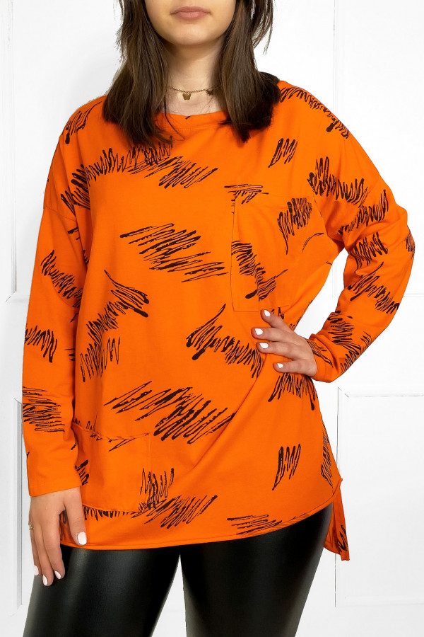 Bluzka bluzka plus size w kolorze orange dłuższy tył kieszeń Bogna