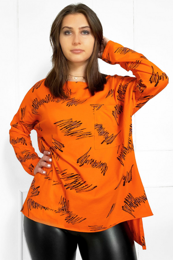 Bluzka bluzka plus size w kolorze orange dłuższy tył kieszeń Bogna 1