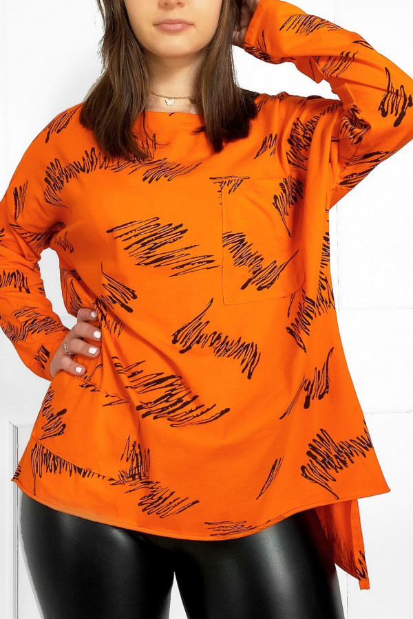 Bluzka bluzka plus size w kolorze orange dłuższy tył kieszeń Bogna 2