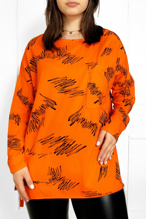 Bluzka bluzka plus size w kolorze orange dłuższy tył kieszeń Bogna 4