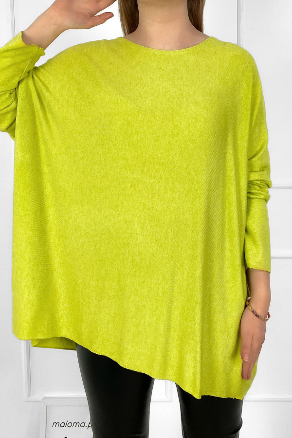 Dzianinowa bluzka oversize duży lekki sweterek w kolorze limonki Helle 2