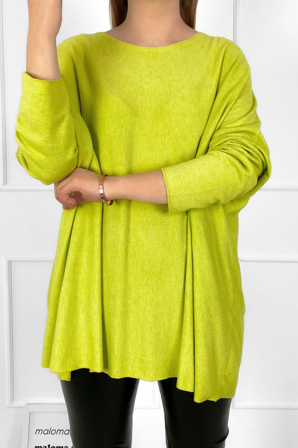Dzianinowa bluzka oversize duży lekki sweterek w kolorze limonki Helle 3