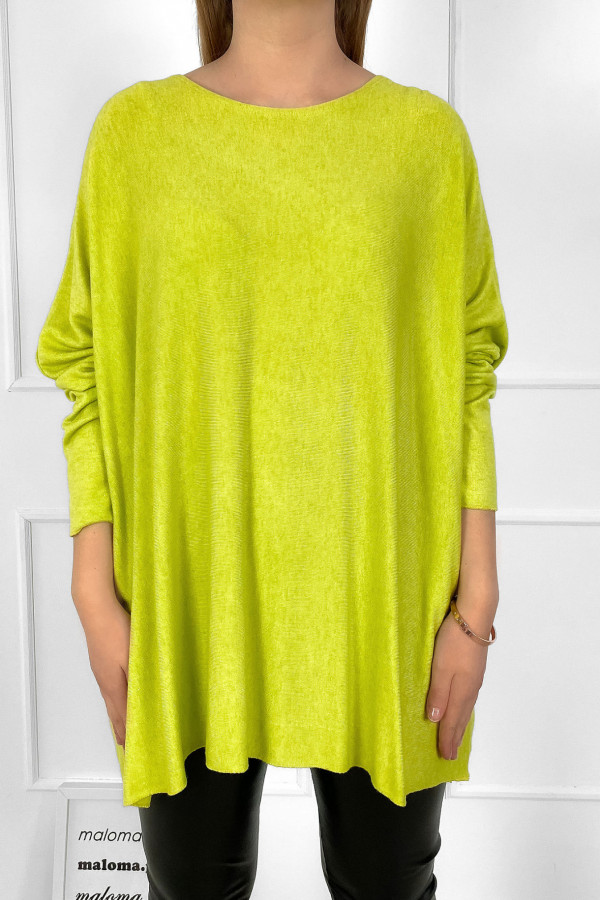Dzianinowa bluzka oversize duży lekki sweterek w kolorze limonki Helle 1
