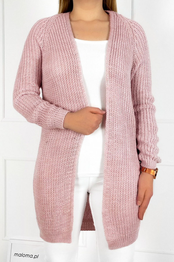 Sweter damski kardigan narzutka w kolorze pudrowym Zuza