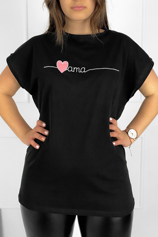 T-shirt plus size W DRUGIM GATUNKU koszulka bluzka damska w kolorze czarnym ♥ mama