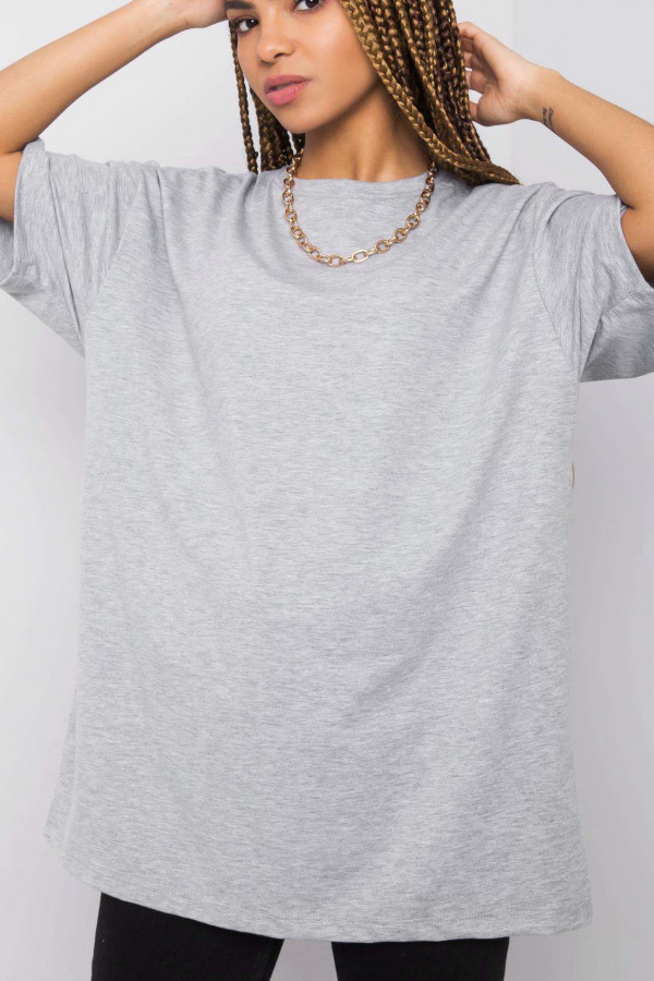 Bluzka damska w kolorze szarym luźny t-shirt basic sana