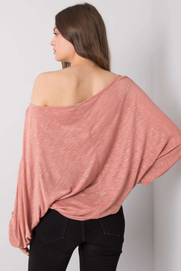 Luźna bluzka damska w kolorze brudnego różu nietoperz oversize lekki sweterek Cindy 2