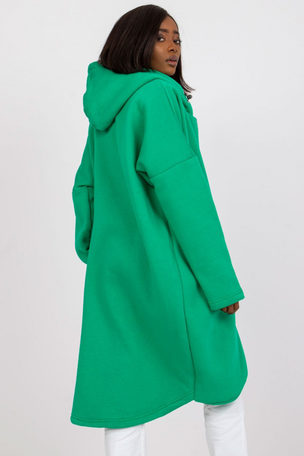 Ciepła bluza damska w kolorze zielonym z kapturem na zamek narzutka Olena 4