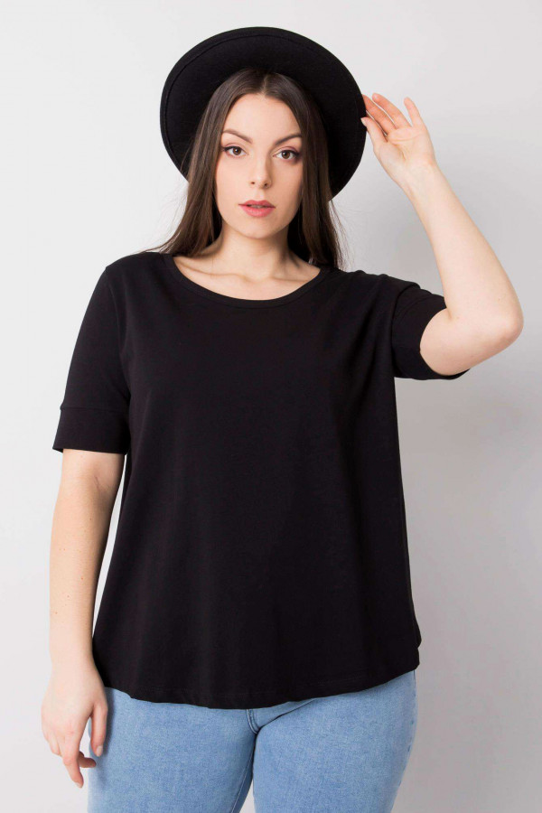Bluzka damska plus size w kolorze czarnym t-shirt basic Roma