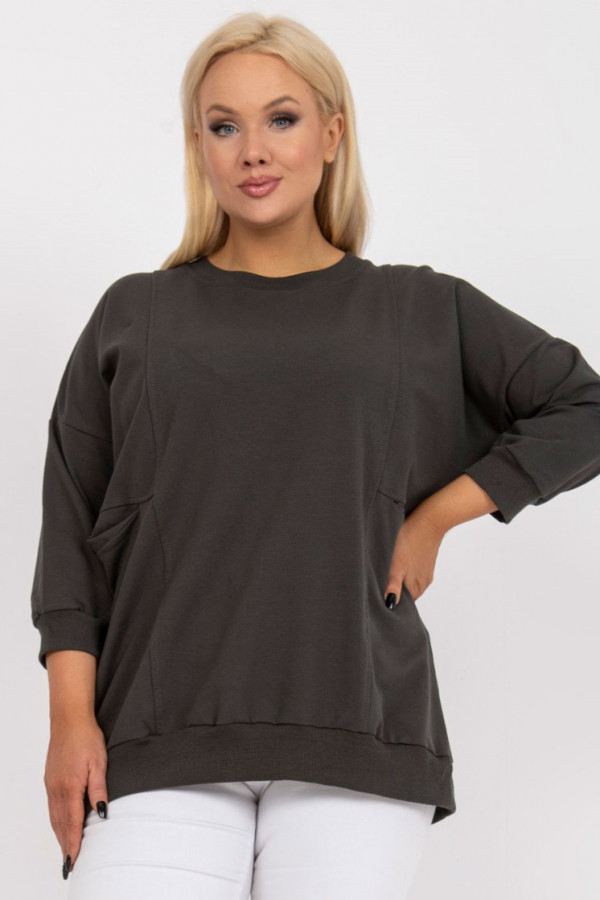 Bluza damska plus size w kolorze khaki z kieszeniami Paula 3