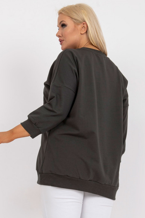 Bluza damska plus size w kolorze khaki z kieszeniami Paula 2