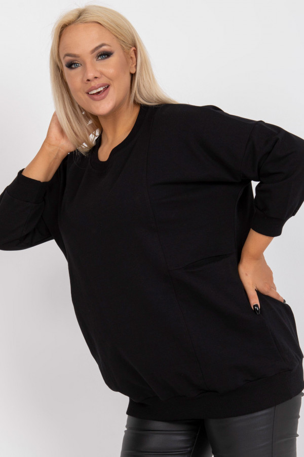 Bluza damska plus size w kolorze czarnym z kieszeniami Paula 3