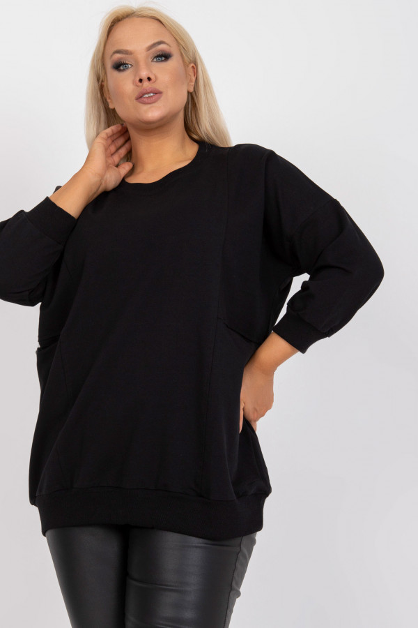 Bluza damska plus size w kolorze czarnym z kieszeniami Paula 1