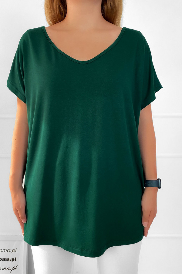 Duża bluzka damska z wiskozy w kolorze zielonym nietoperz w serek v-neck Eliza 3