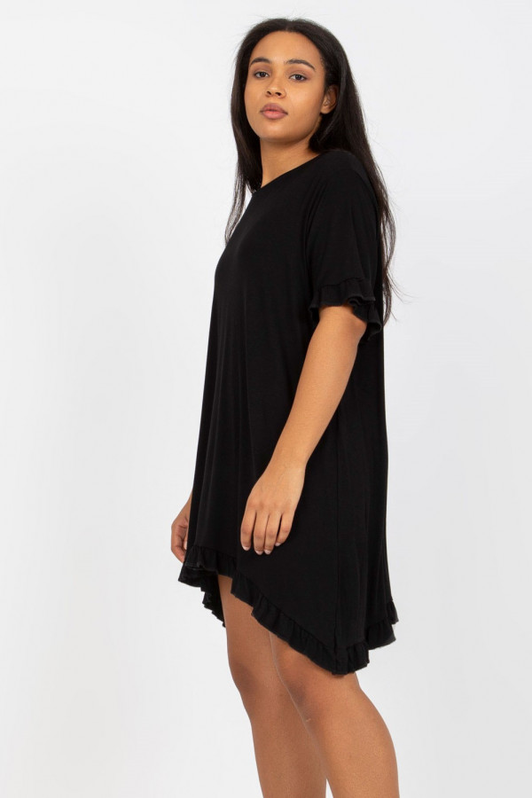 Sukienka tunika plus size w kolorze czarnym asymetryczna falbanka Cristi 4