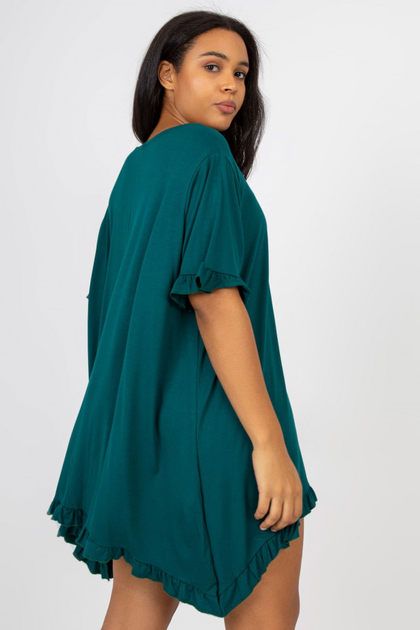 Sukienka plus size w kolorze zielonym asymetryczna falbanka Cristi