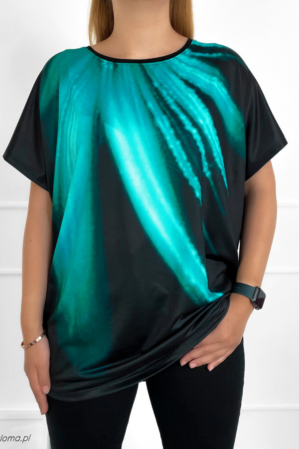 Bluzka damska plus size nietoperz multikolor z nadrukiem Tie dye