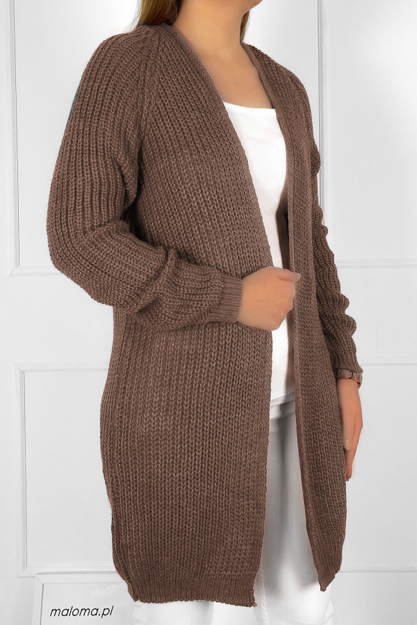 Sweter damski kardigan narzutka w kolorze brązowym Zuza
