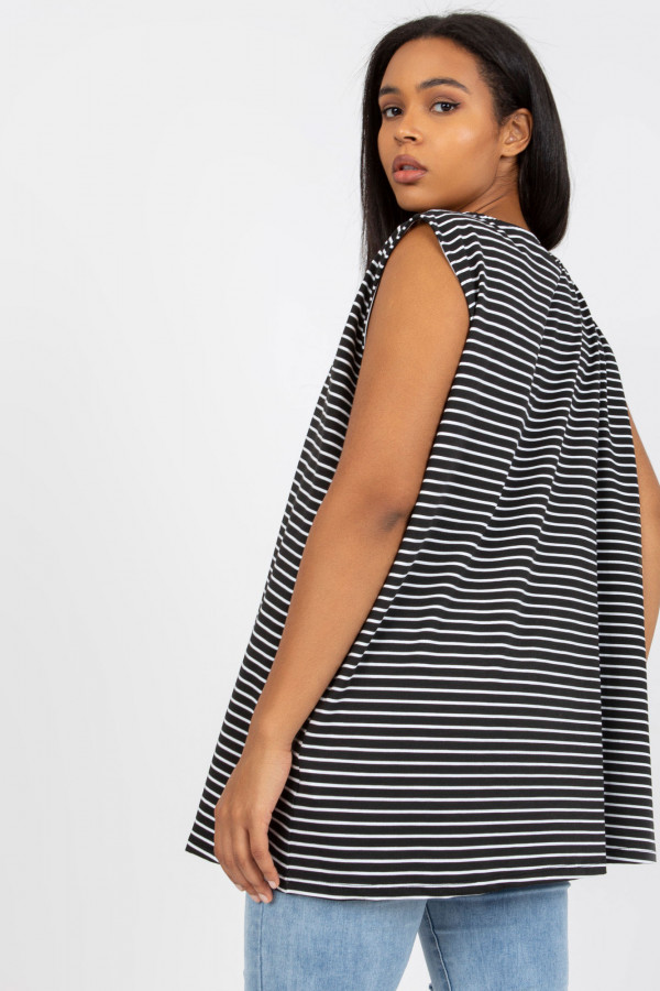Tunika damska bluzka plus size top czarno-białe paski feel 4