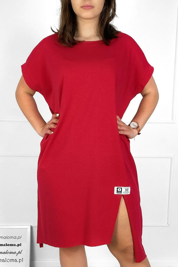 Sukienka W DRUGIM GATUNKU plus size w kolorze czerwonym z rozcięciami asymetryczna Yoshi