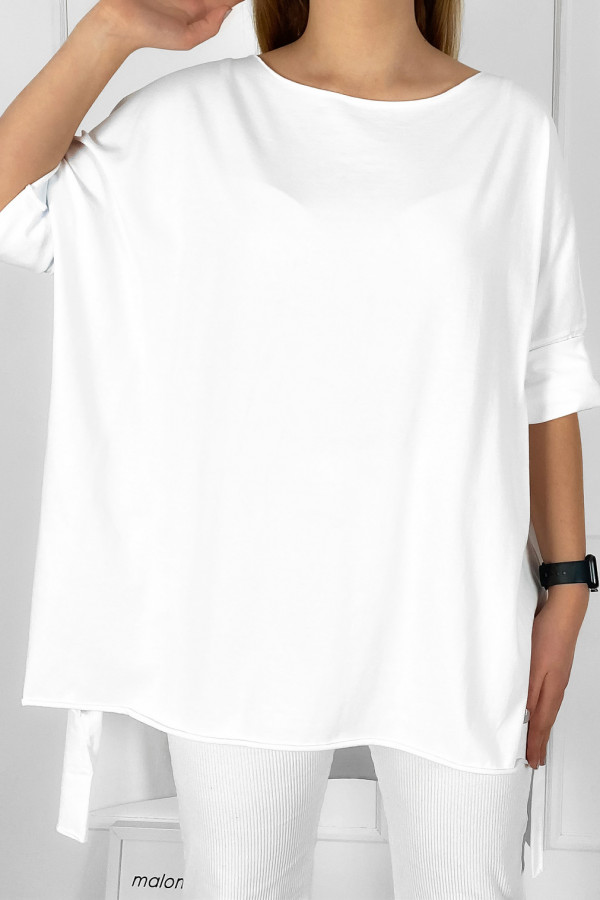Tunika bluzka damska w kolorze białym oversize dłuższy tył gładka Gessa