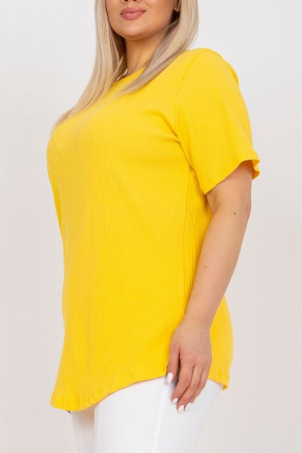 Prążkowana bluzka damska plus size w kolorze żółtym Jamajka