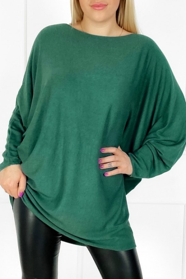 Milutki sweter damski oversize duży nietoperz w kolorze zielonym Tove