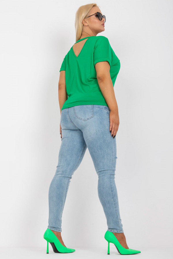 Bluzka damska z wiskozy w kolorze zielonym odkryte plecy 3