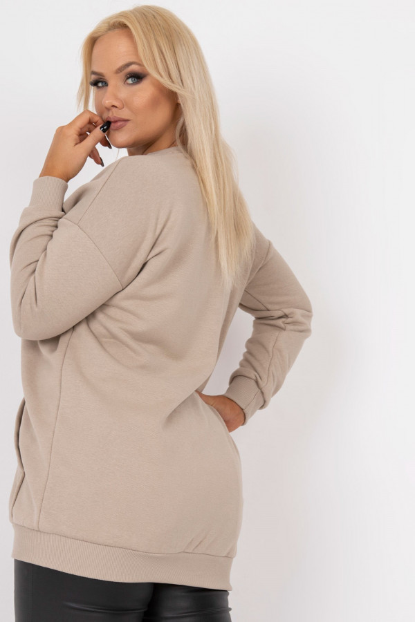 Bluza damska plus size w kolorze beżowym tunika kieszeń Livia 4