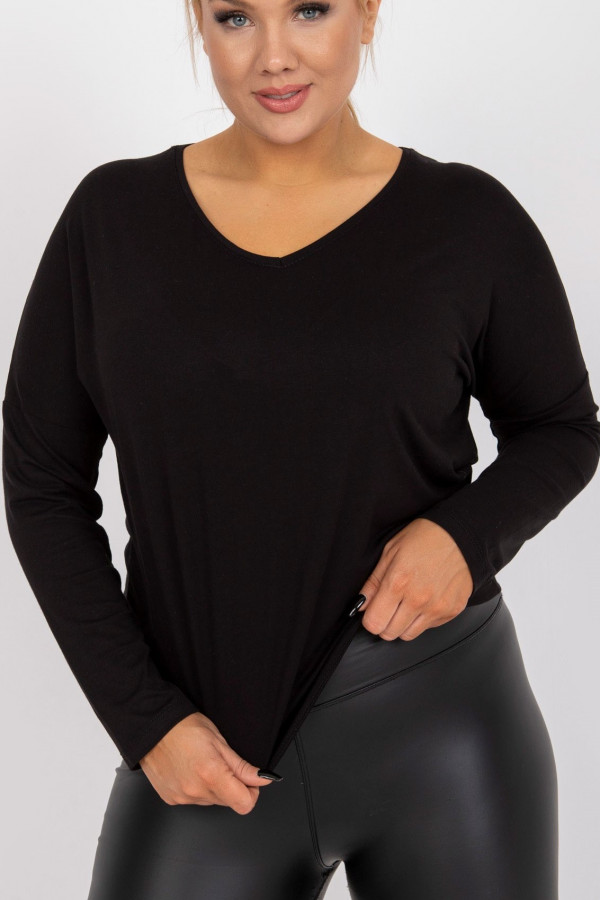 Bluzka damska plus size z wiskozy w kolorze czarnym Molly