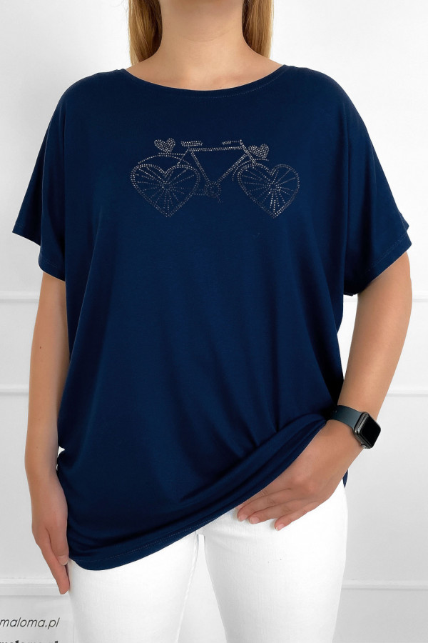 Duża bluzka damska z wiskozy w kolorze granatowym dżety rower 2