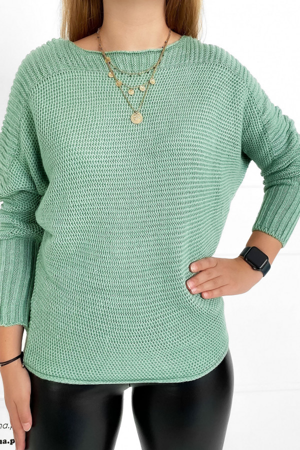 Sweter damski w kolorze miętowym nietoperz z wzorem Lotta 2