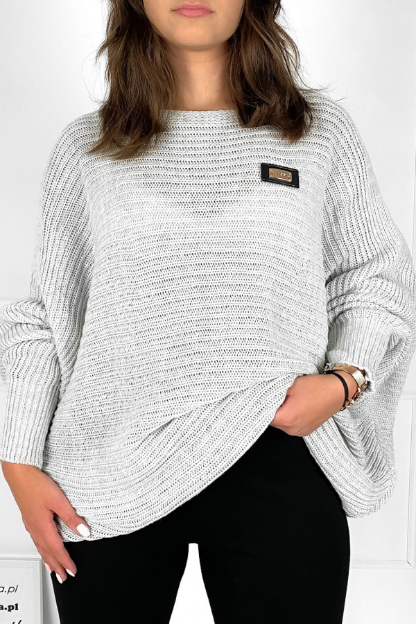 Duży sweter damski oversize w kolorze szarym nietoperz tunika classic