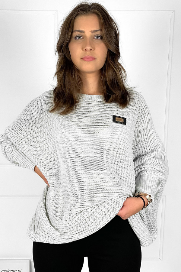 Duży sweter damski oversize w kolorze szarym nietoperz tunika classic 2