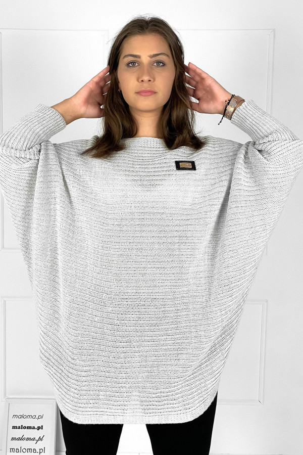 Duży sweter damski oversize w kolorze szarym nietoperz tunika classic 3