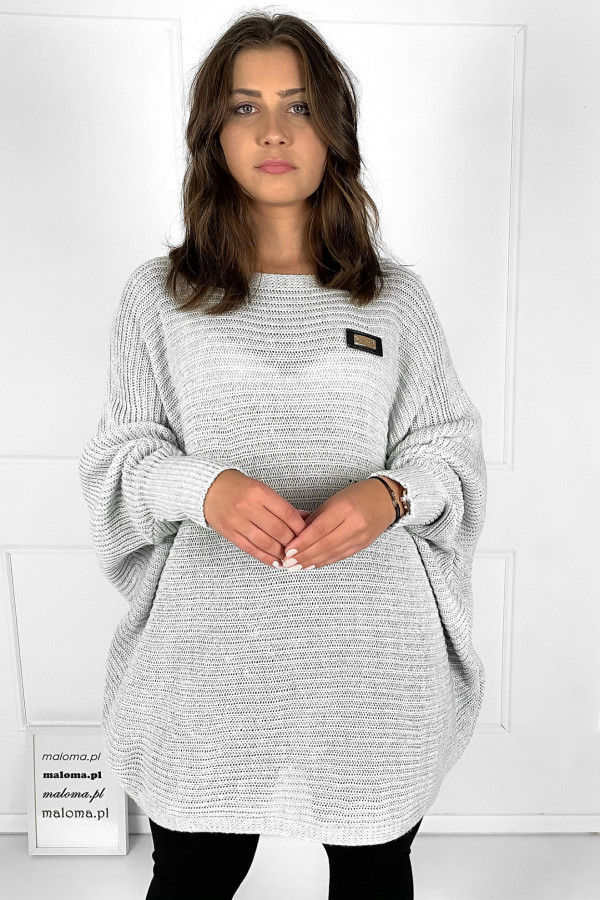 Duży sweter damski oversize w kolorze szarym nietoperz tunika classic 1
