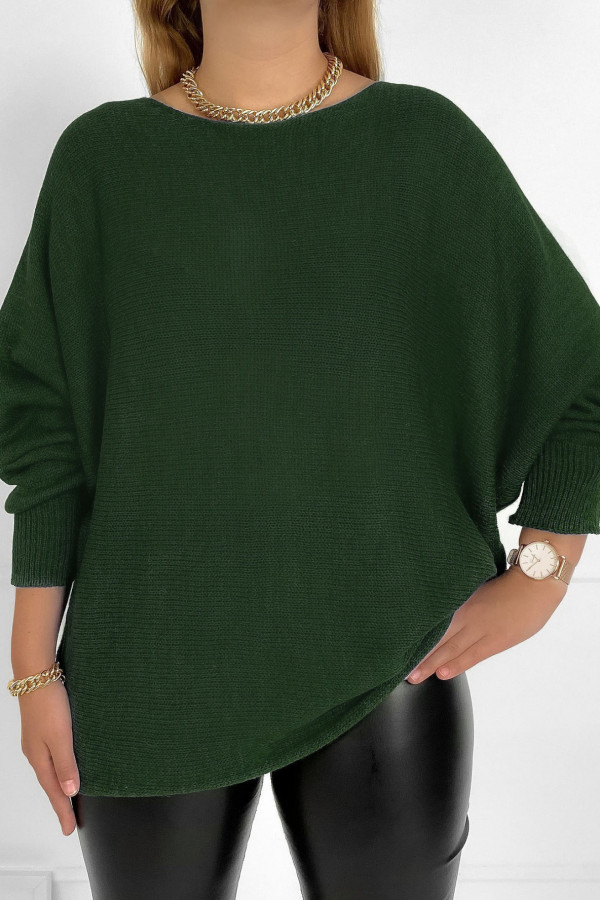 Sweter damski w kolorze zielonym khaki nietoperz oversize Sheri