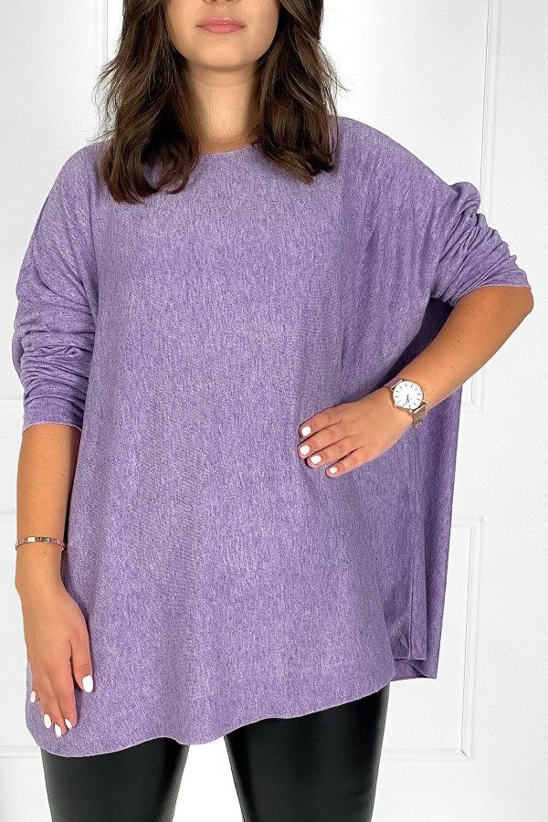 Dzianinowa bluzka oversize duży lekki sweterek w kolorze wrzosowym Helle