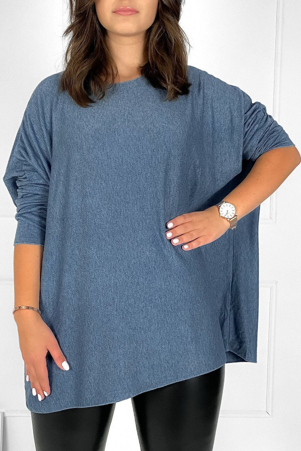 Dzianinowa bluzka oversize duży lekki sweterek w kolorze denim Helle
