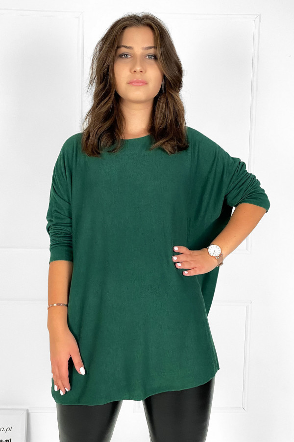 Dzianinowa bluzka oversize duży lekki sweterek w kolorze butelkowej zieleni Helle 1