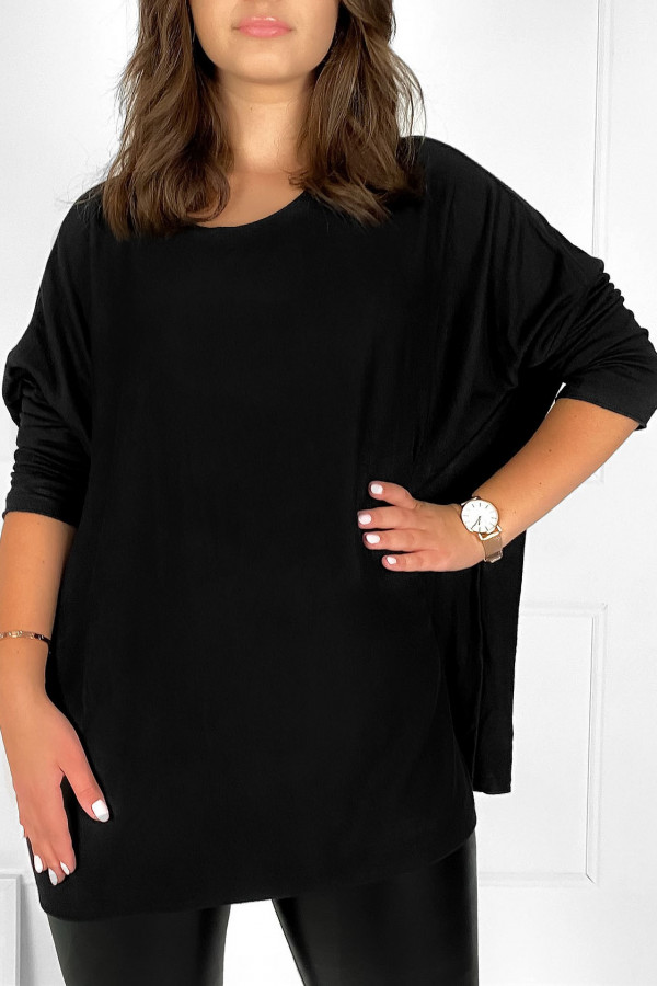 Dzianinowa bluzka oversize duży lekki sweterek w kolorze czarnym Helle