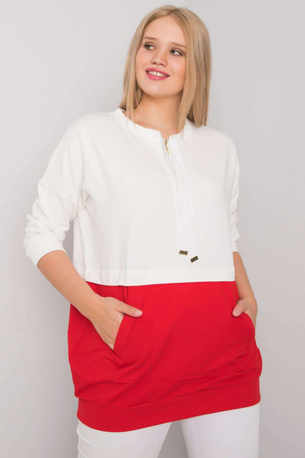 Bluza damska plus size w kolorze czerwonym z zamkiem kieszeń Clara 3
