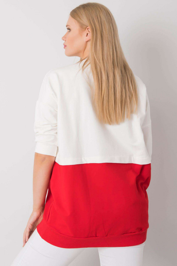 Bluza damska plus size w kolorze czerwonym z zamkiem kieszeń Clara 2