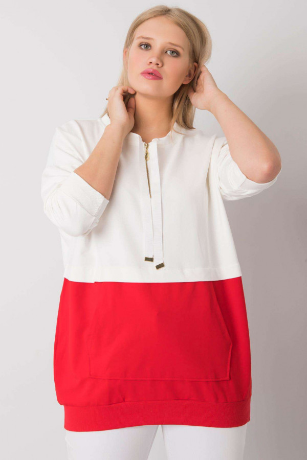 Bluza damska plus size w kolorze czerwonym z zamkiem kieszeń Clara 1