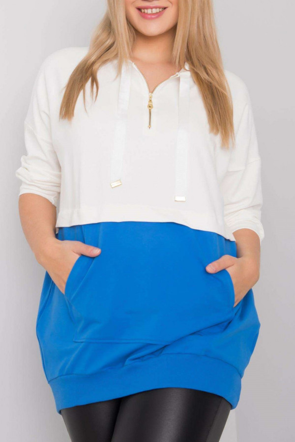 Bluza damska plus size w kolorze niebieskim z zamkiem kieszeń Clara