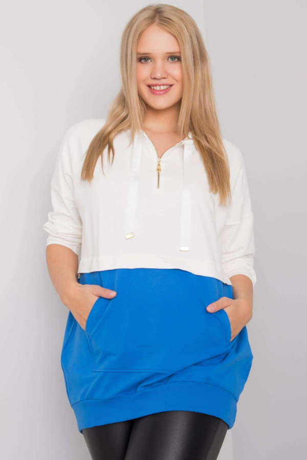 Bluza damska plus size w kolorze niebieskim z zamkiem kieszeń Clara 3