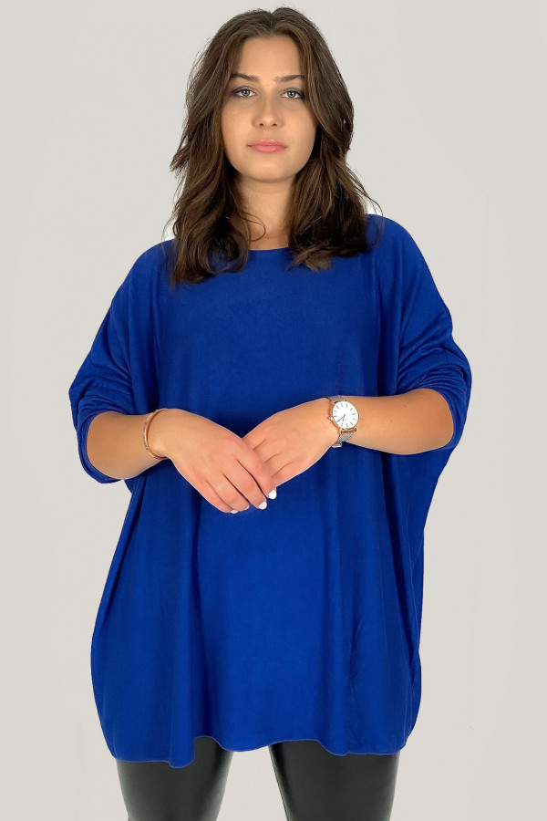 Dzianinowa bluzka oversize duży lekki sweterek w kolorze kobaltowym Helle
