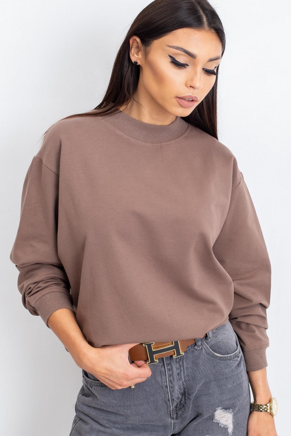 Bluza damska w kolorze brązowym latte oversize basic lea 2