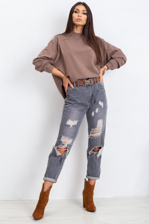 Bluza damska w kolorze brązowym latte oversize basic lea 4